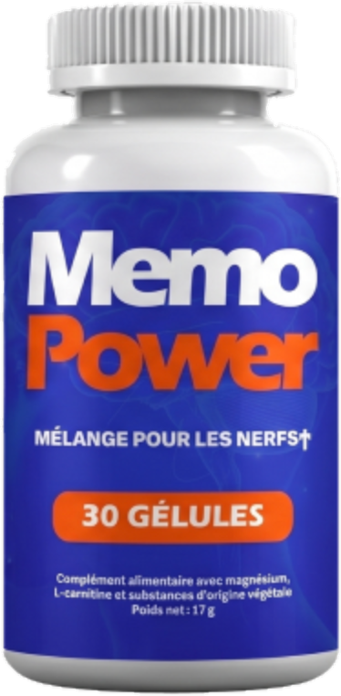 Memopower™ bottle – nerve support blend with magnesium and L-carnitine, 30 capsules, sold in France